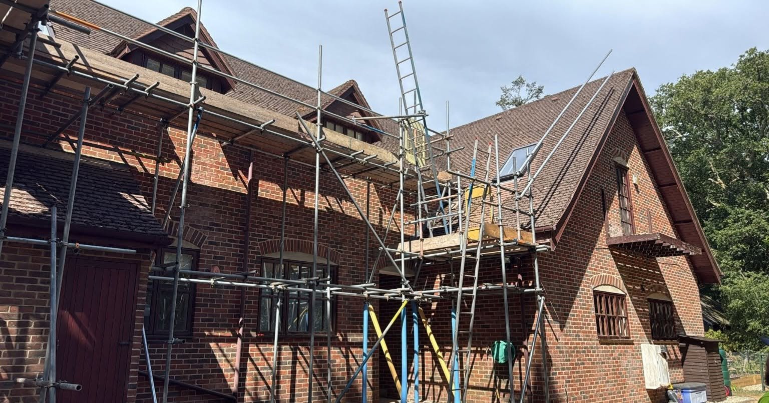 Roof and chimney access scaffolding installed by Invictus Scaffolding in Southampton