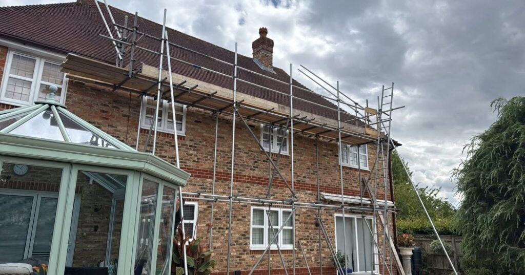 Domestic roof-repair access scaffolding in Southampton