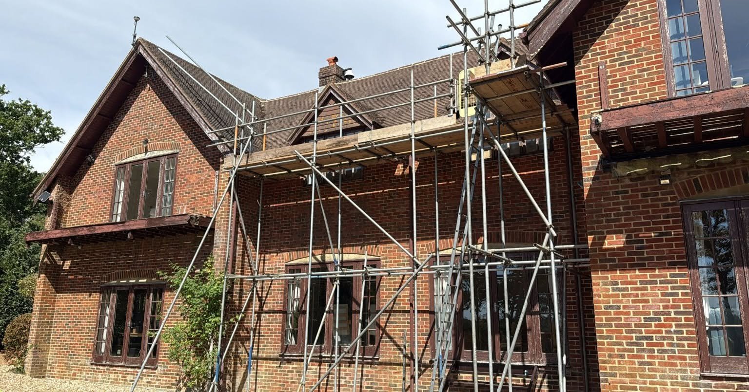 Second view of residential chimney scaffolding in Southampton